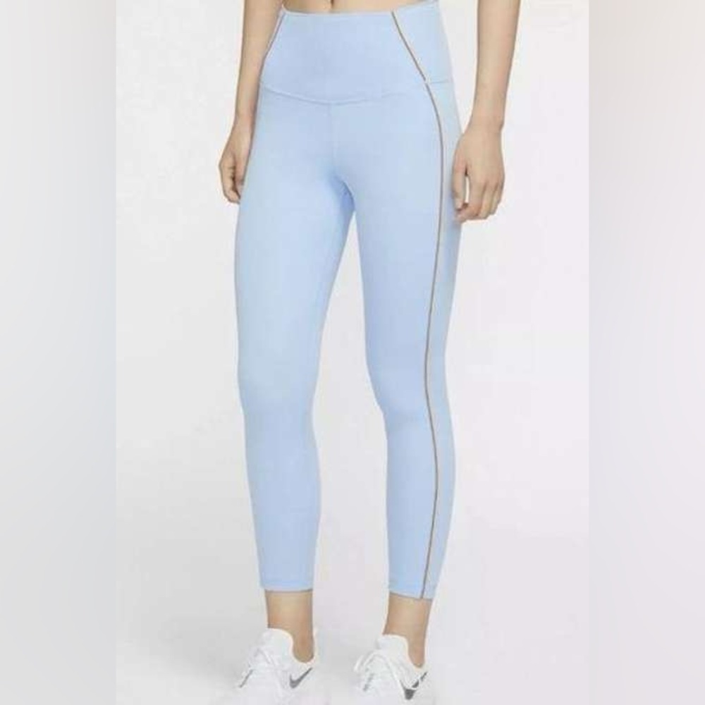 Nike Dri-Fit Yoga Blue Rainbow Stripe Core Vinyasa High Waisted Leggings - Small